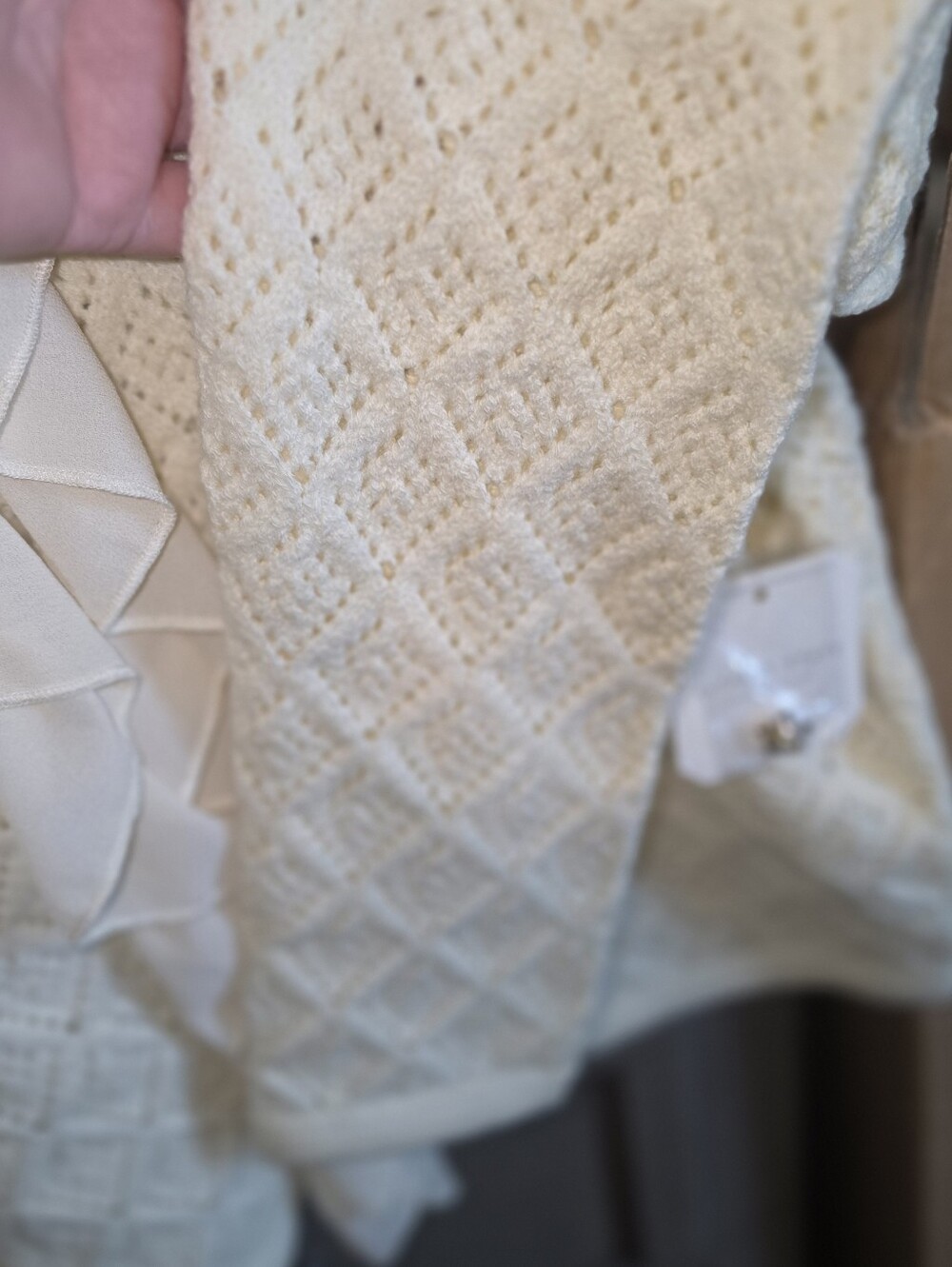 Altar'd State Cream Ruffle-Front Knit Cardigan - Picture 5 of 6